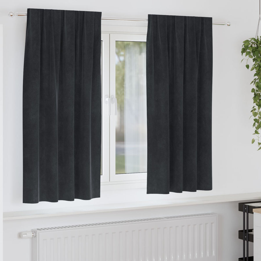 E Verduisteringsgordijnen Met Topband 2 Stuks Velours Zwart 140 x 175 cm met ingebouwde tape