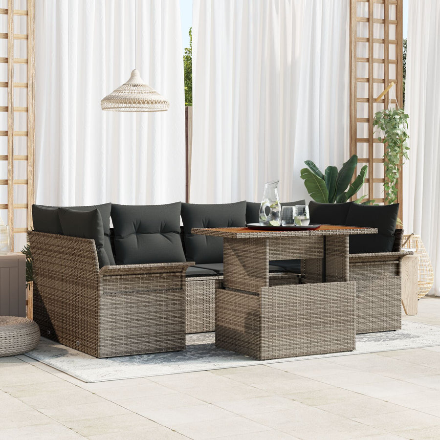 Tuin Sofa Set Set Van 7 Grijs Rattan Tuin Sofa Set Rechthoekig