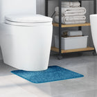 Non-slip Bath Mat with Toilet Cut-out Blue 50 x 50 cm PP