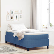 Box spring Bed Blue and White 90 x 190 cm Cotton Fabric