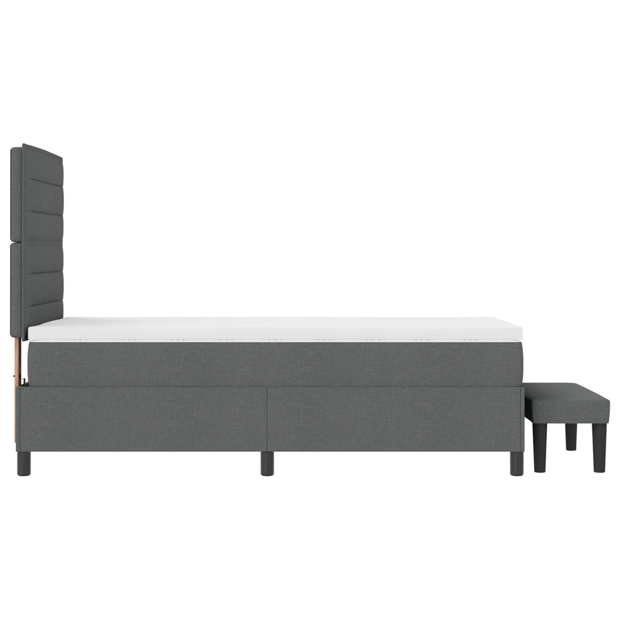 Boxspringbed Met Matras & Bank Stof Donkergrijs 100 x 200 cm Lijnen ontwerp