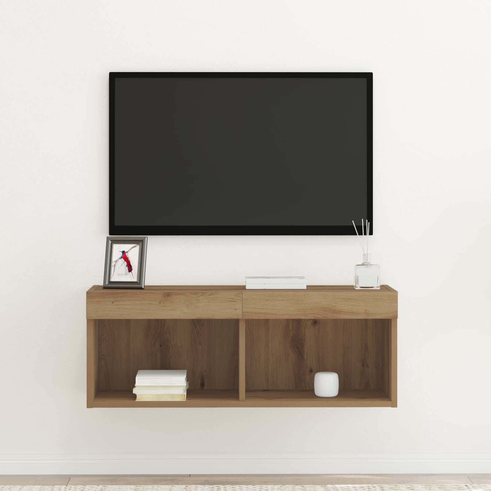 Tv Wandkast Met Led Verlichting 1 Artisan Eiken