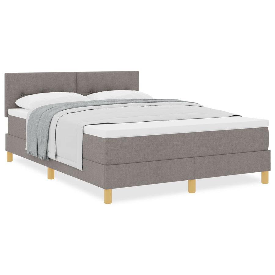 Boxspringbed Met Matras Stof Taupe 140 x 200 cm Knoop tufted