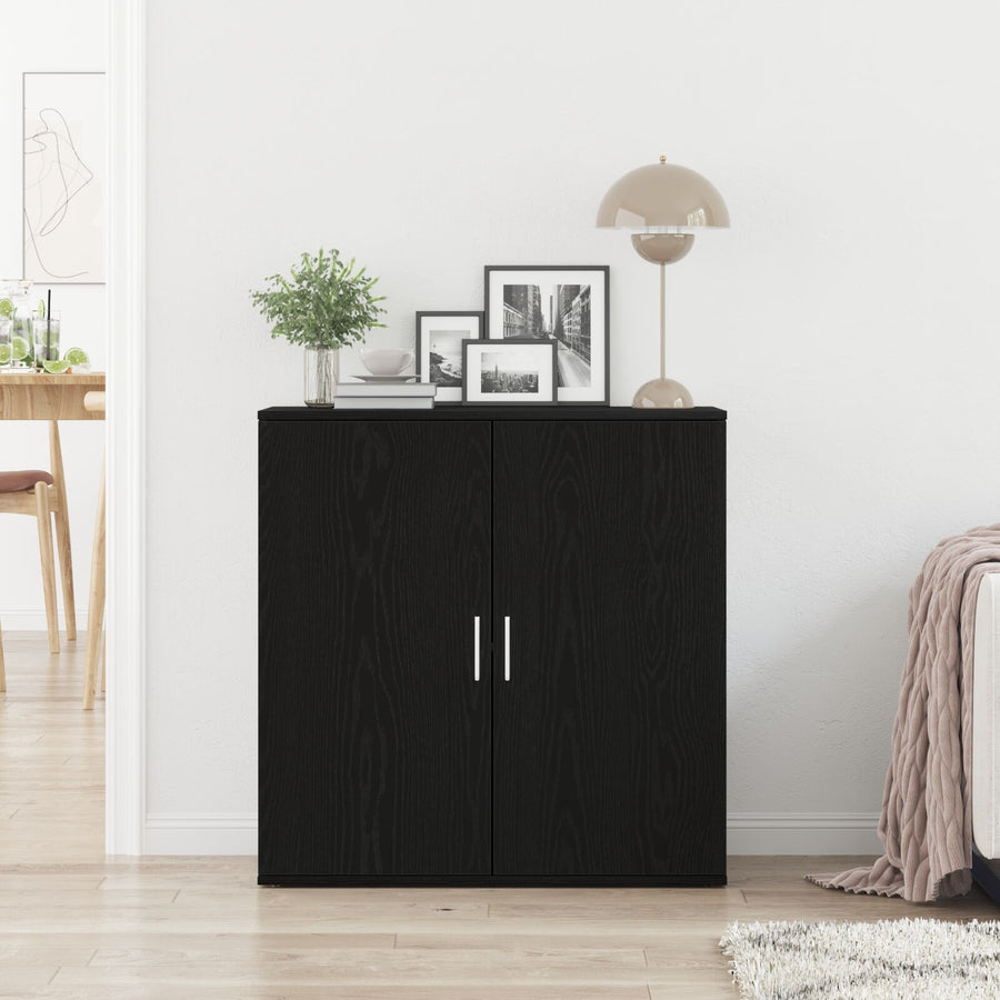 Sideboard Zwart Eiken 79X38X80 Cm Engineered Wood