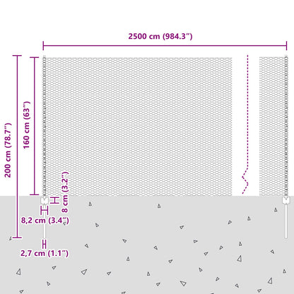 Hekpalen 22 Stuks U-Kanaal Grijs 160 Cm Staal,  Hexagon Hek Grijs 1.6X25 M Staal