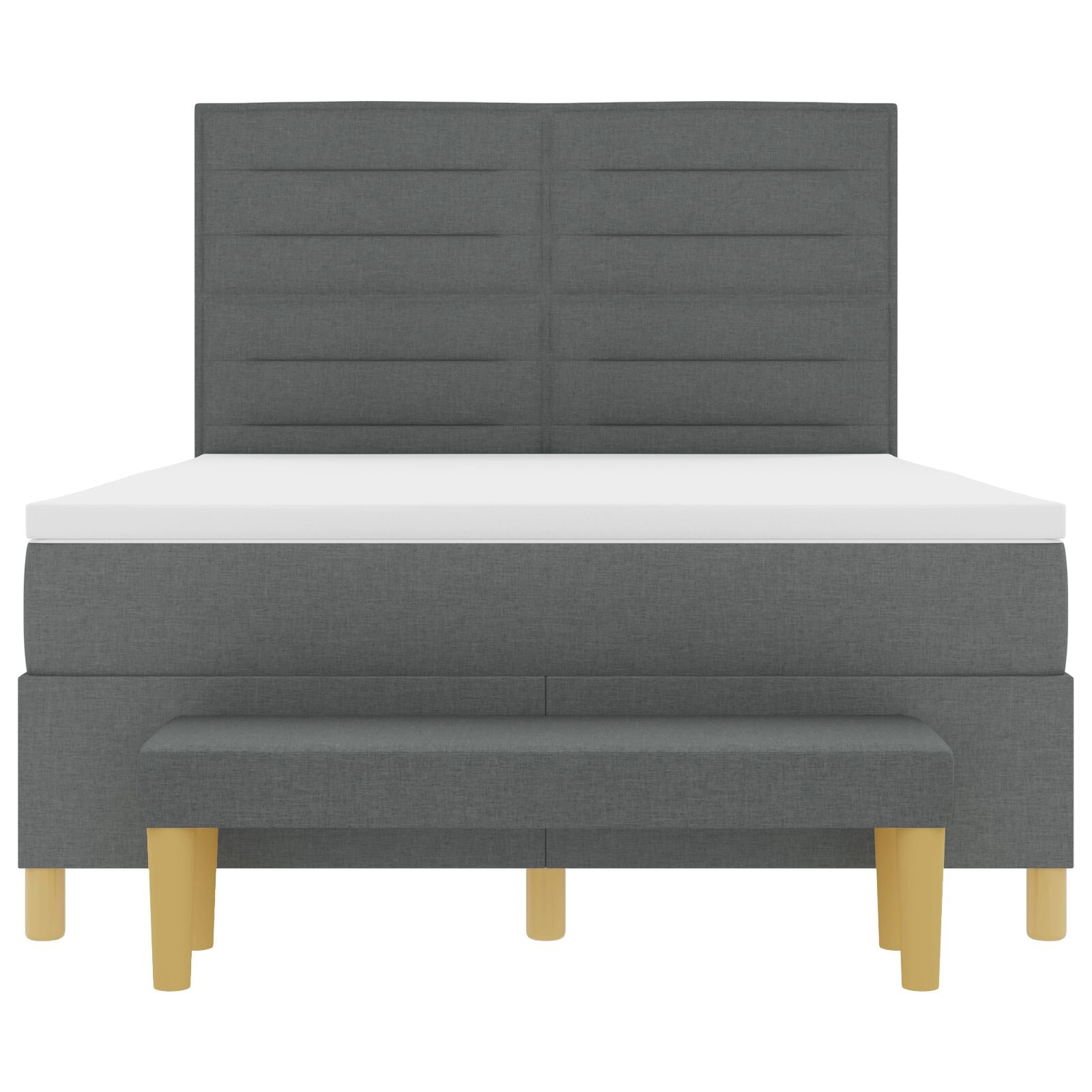 Boxspring Bed Met Matras & Bank Stof Donker Grijs 140 x 200 cm Lijnen ontwerp