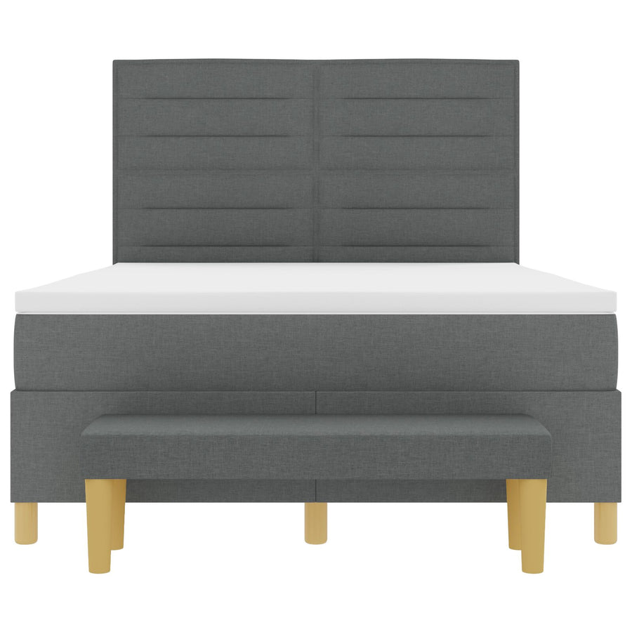 Boxspring Bed Met Matras & Bank Stof Donker Grijs 140 x 200 cm Lijnen ontwerp