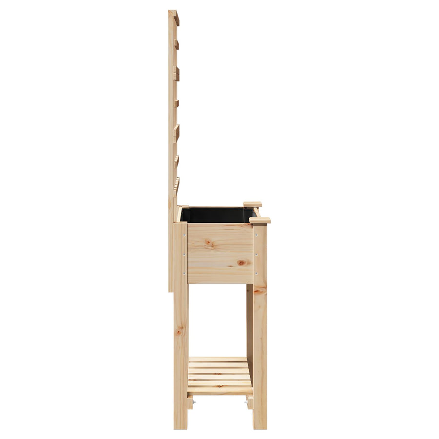 Tuinbak Met Trellis En Plank 71X37X152 Cm Massief Vurenhout 71 x 38 x 152 cm