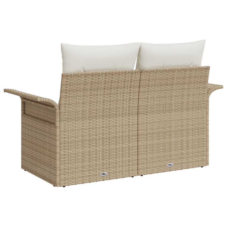 2-Persoons Tuin Sofa & Kussens Poly Riet Beige en crème met opslag