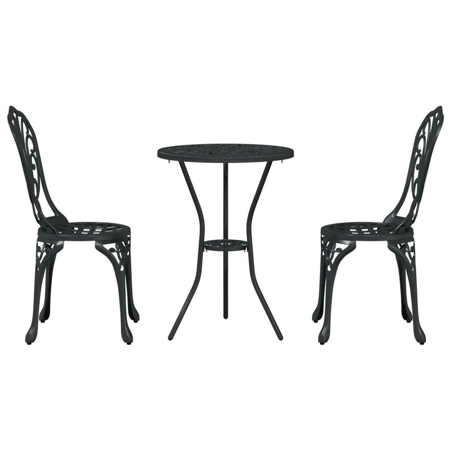 3-Delige Tuin Bistro Set Gietaluminium Zwart