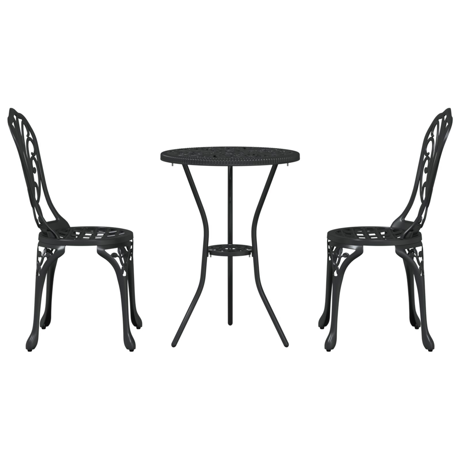 3-Delige Tuin Bistro Set Gietaluminium Zwart