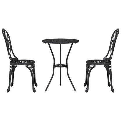 3-Delige Tuin Bistro Set Gietaluminium Zwart