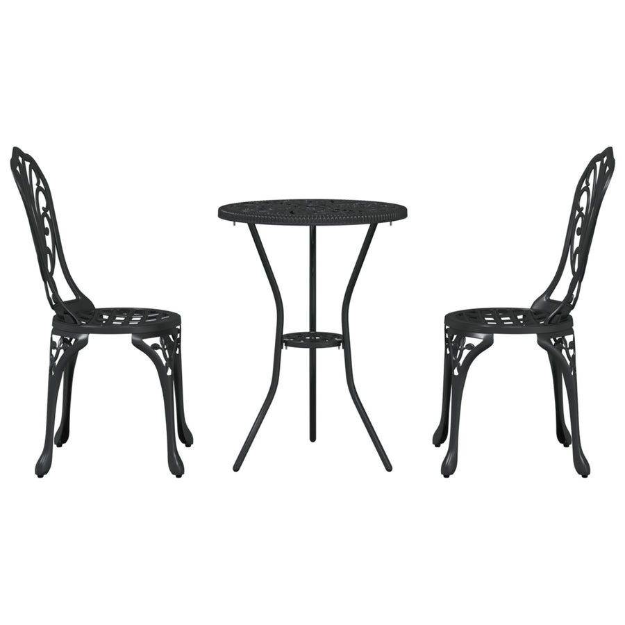 3-Delige Tuin Bistro Set Gietaluminium Zwart