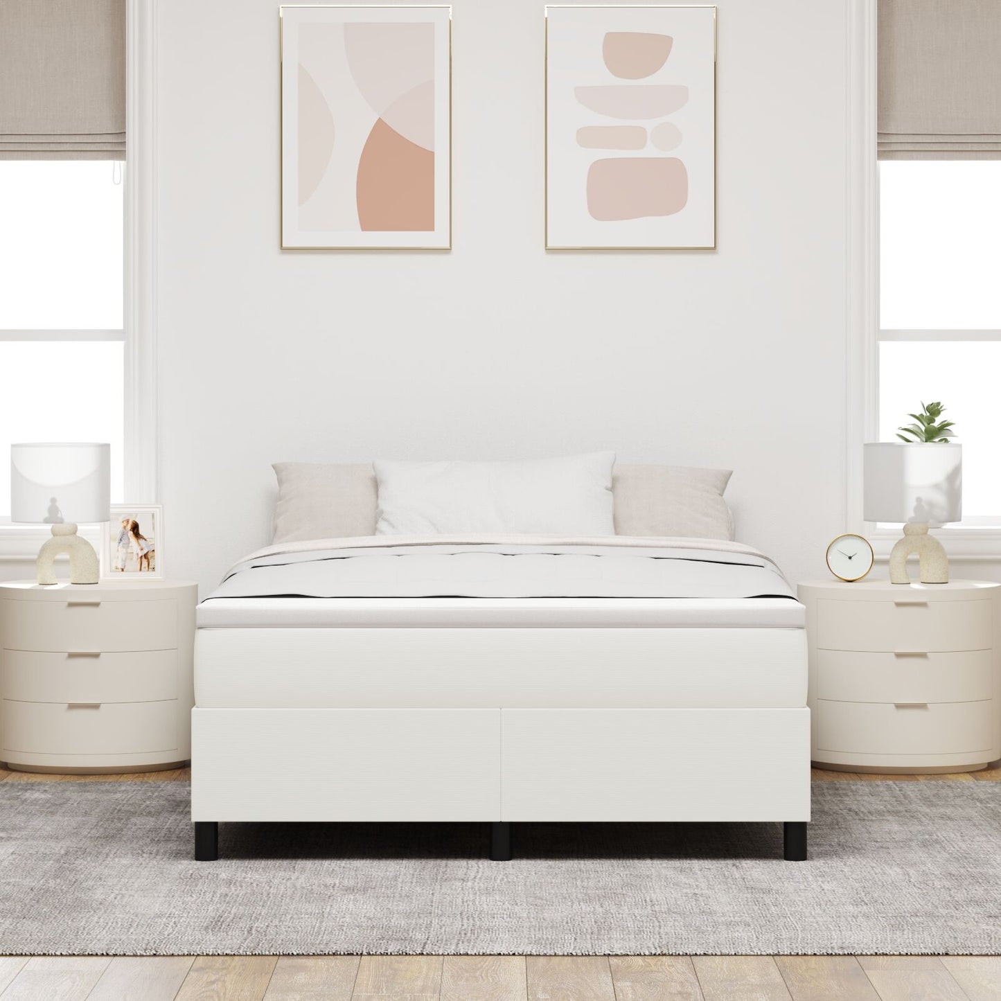 Boxspringbed Corduroy Stof Crème 160 x 200 cm