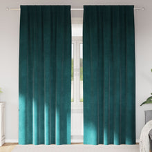 Blackout Gordijnen Met Topband 2 Stuks E Velours Donkergroen 140 x 245 cm met opgenaaide band