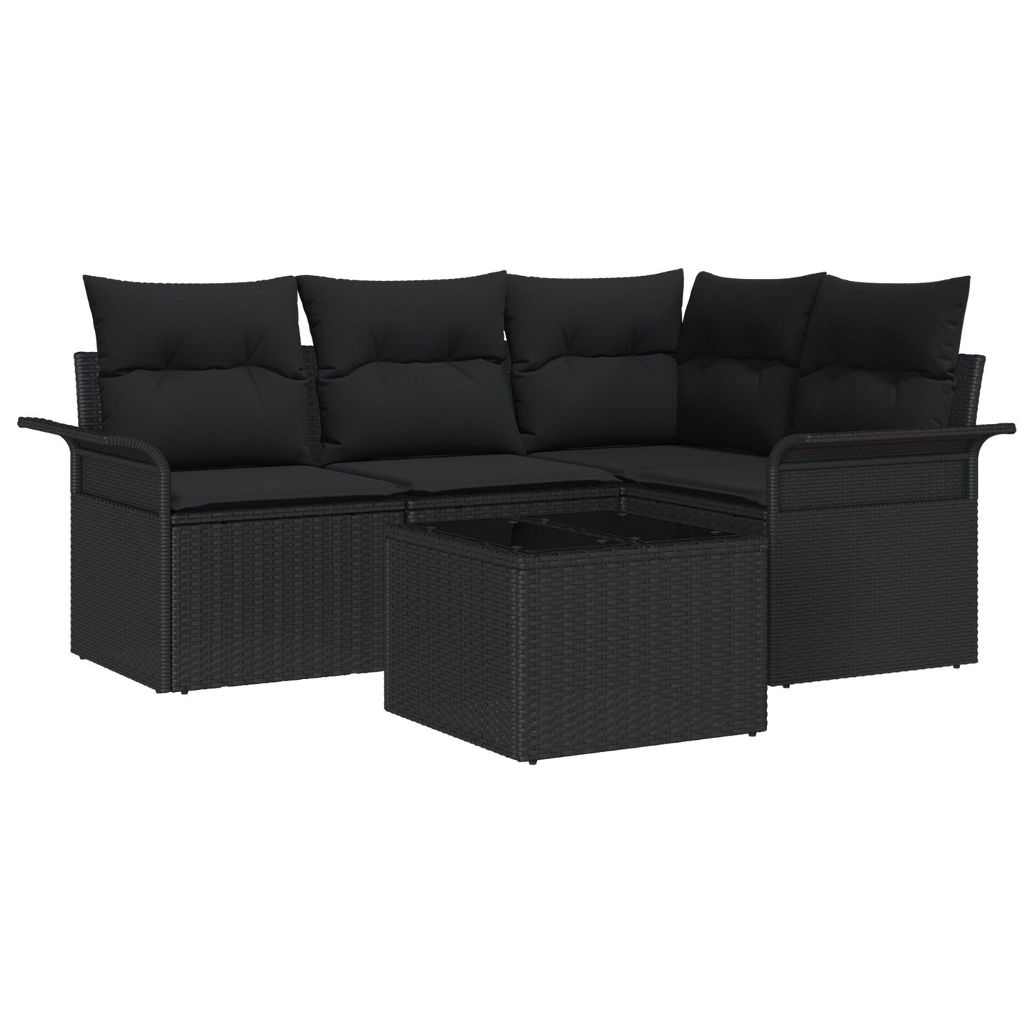 5-delige Tuin Sofa Set met Kussens Beige Poly Rattan