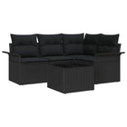 Loungeset poly rattan 5-delig beige