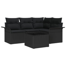 5-delige Tuin Sofa Set met Kussens Beige Poly Rattan