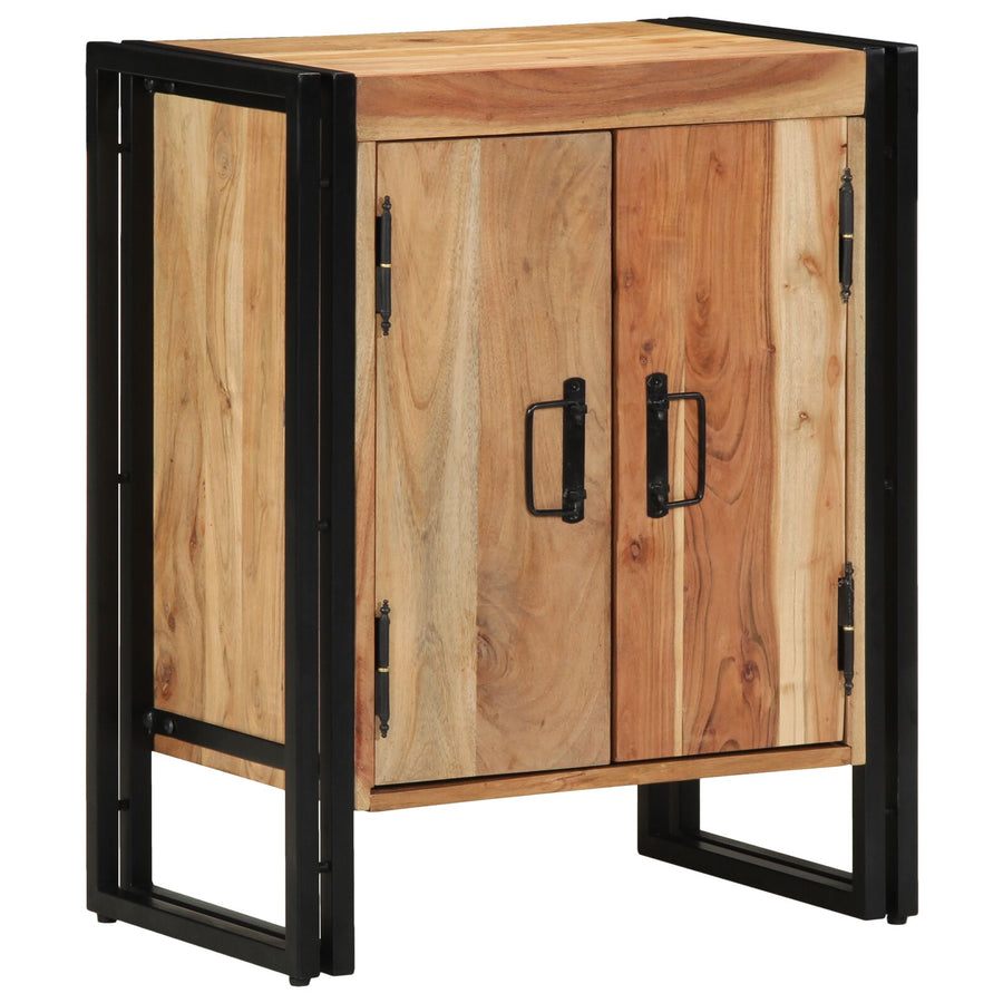 Schoenenkast Zwart 30X30X40 Cm En Staal Massief acaciahout