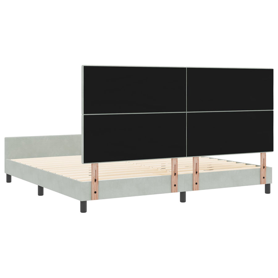 Bedframe Lichtgrijs 200X200 Cm Fluweel Crème