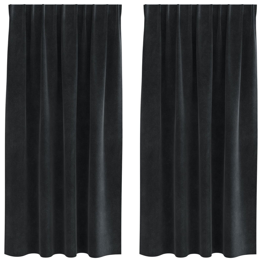 E Verduisteringsgordijnen Met Topband 2 Stuks Velours Zwart 140 x 175 cm met ingebouwde tape
