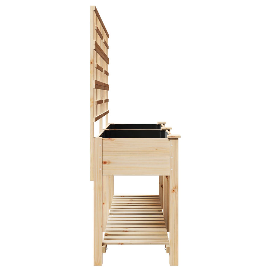 Tuinplantbak Met Trellis & Plank 203X53X152 Cm Massief Vurenhout 203.5 x 54 x 152.5 cm