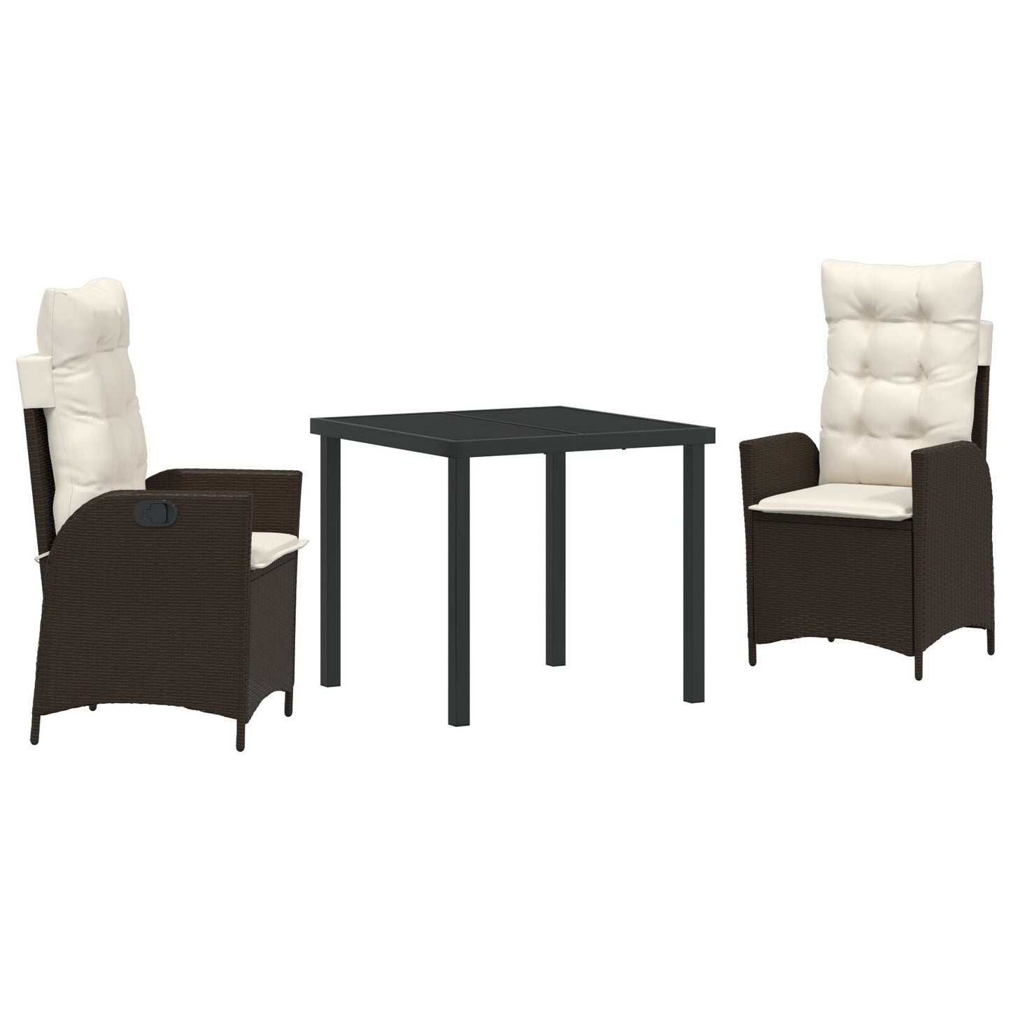 Set Van 2 Bruin Bruin Poly Rattan, Gepoedercoat Staal 2-Persoons