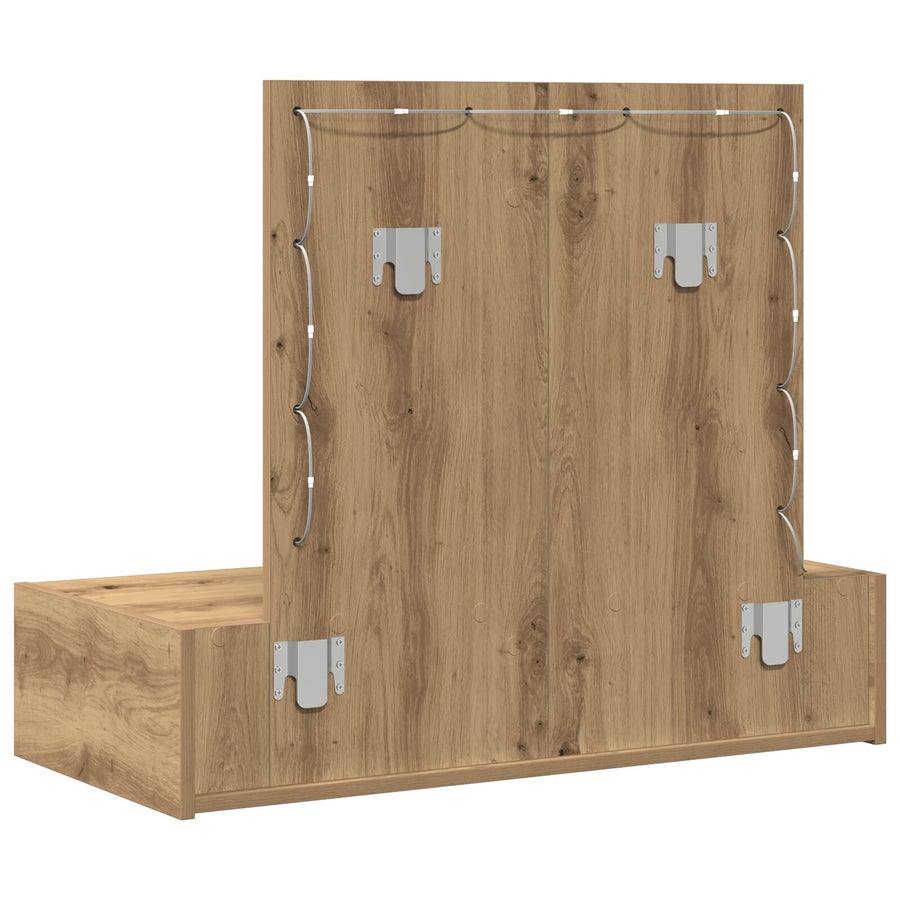 Wandkaptafel -Verlichting 83 x 40 x 70 cm Ambachtelijk eiken met LED