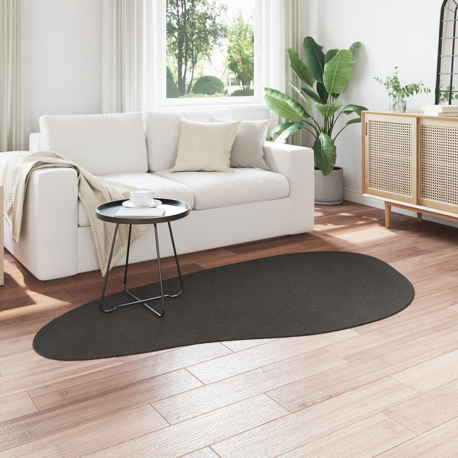 Tapijt ""Huarte"" Kort Pool Zacht En Wasbaar Anthraciet 100 x 200 cm Ovaal-Golfrand