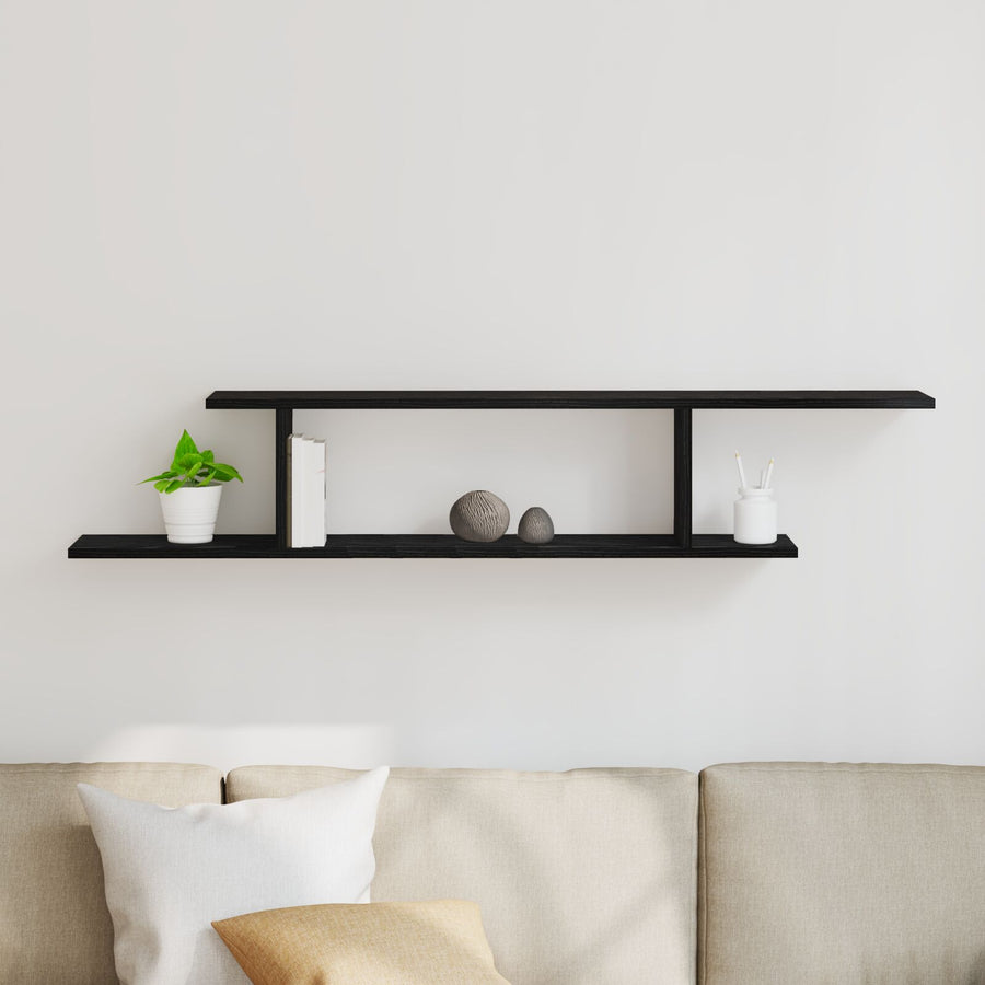 Wandplank Voor Tv Zwart Eiken 125X18X23 Cm Bewerkt Hout
