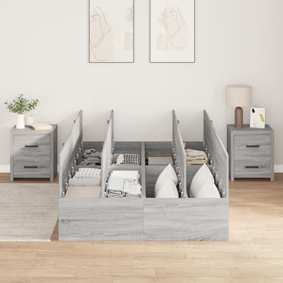 Opbergbedframe Grijs Sonoma 120 x 190 cm