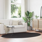 Vloerkleed ovaal zwart 160x230 cm polyester