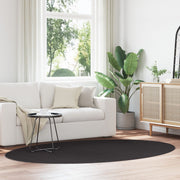 Vloerkleed ovaal zwart 160x230 cm polyester