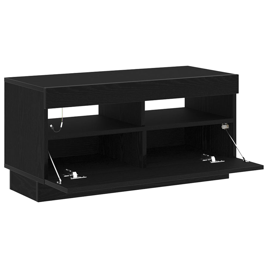 Tv-Meubel Met Led-Verlichting Zwart Eiken 80X35X40 Cm Bewerkt Hout