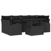 Loungeset poly rotan 7-delig zwart