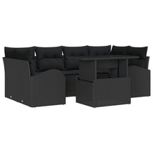 7-Piece Tuin Sofa Set Met Kussens Zwart Poly Rattan