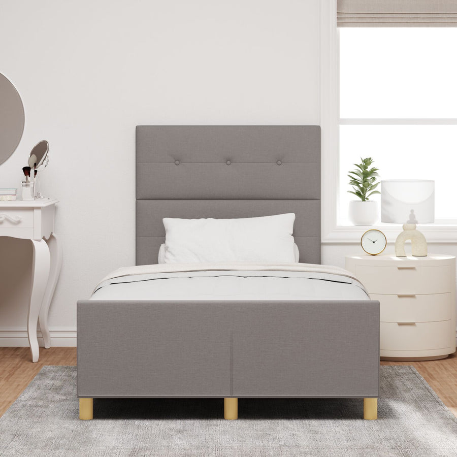 Bed Frame Taupe 120X200 Cm Stoffen Crème