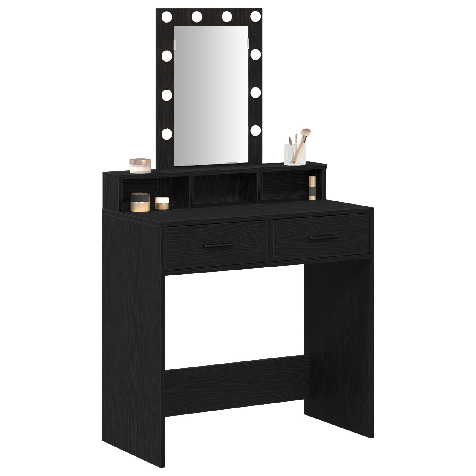 Kaptafel Met Led-Verlichting Zwart eiken 79 x 41 x 140 cm
