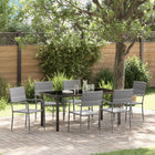Garden dining set with cushion 7 pcs Grey poly rattan