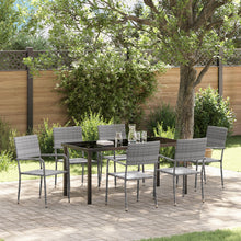 7-Delige Tuin Eetset Grijs Poly Rattan
