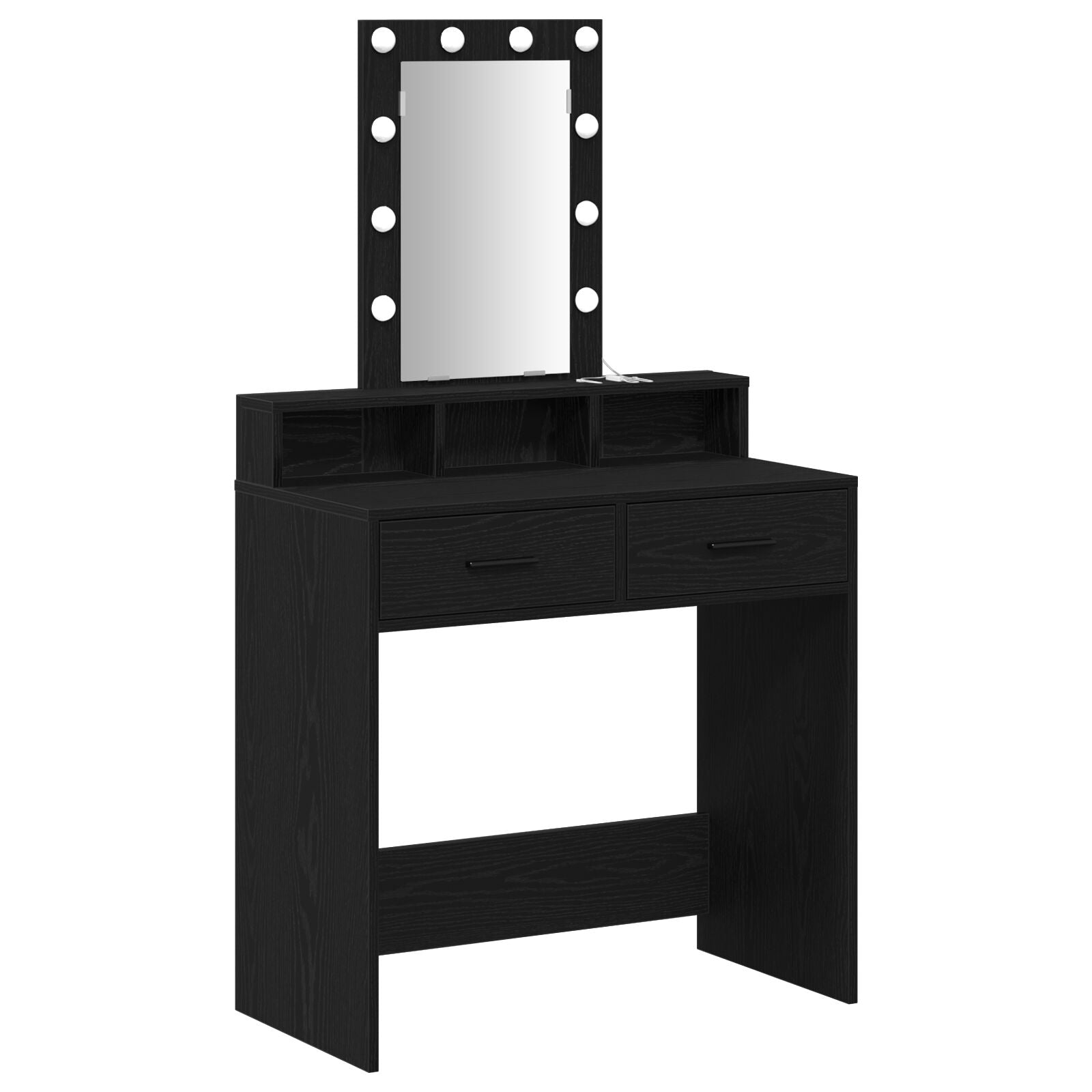 Kaptafel Met Led-Verlichting Zwart eiken 79 x 41 x 140 cm