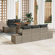Tuinset poly rotan 6-delig grijs