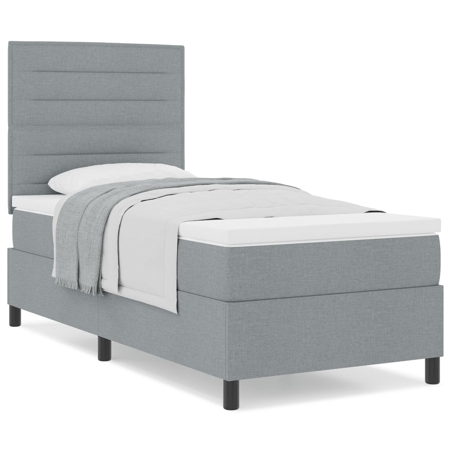 Boxspringbed Met Matras Stof Lichtgrijs 80 x 200 cm Lijnen ontwerp