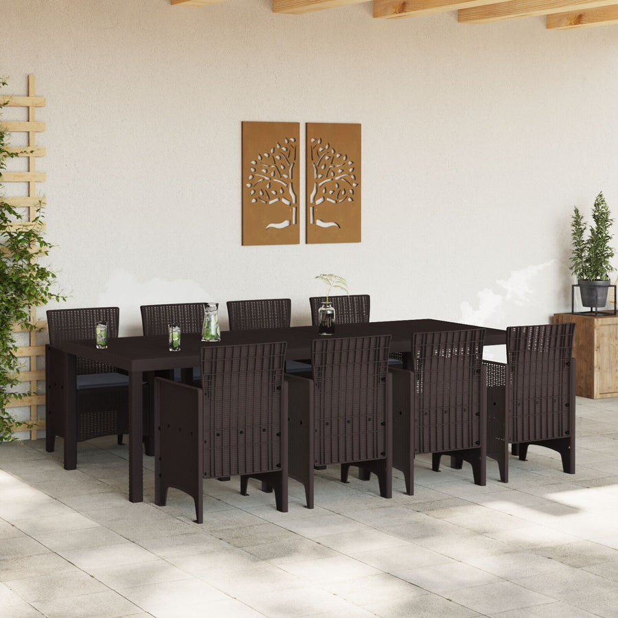 9 Delige Tuinset Met Kussens Bruin Poly Rattan