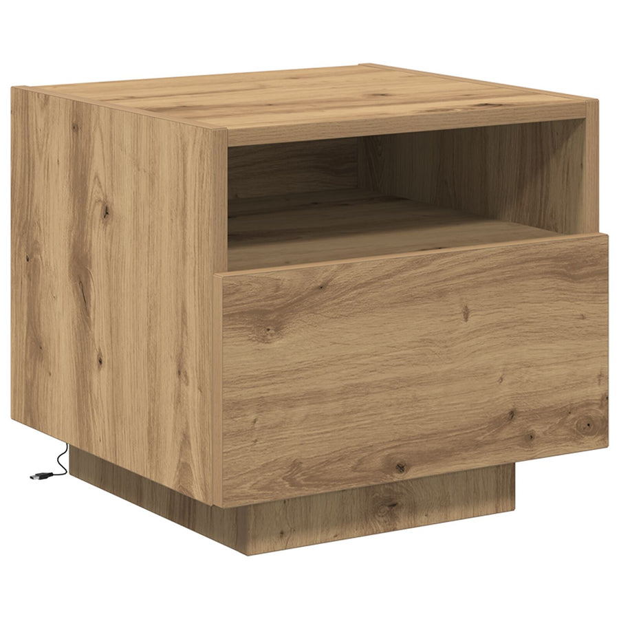 Nachtkastjes Met Led-Verlichting 2 Stuks 40X39X37 Cm Artisan eiken