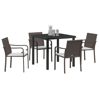 5-Delige Tuinset Met Kussens Poly Rattan 4-Zitter Bruin 80 cm