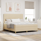 Boxspringbed 180x200 cm crème met matras en hoofdeinde