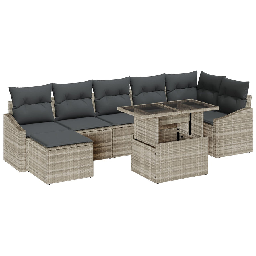 Tuinbank Set Set Van 8 Grijs Rattan Tuinbank Rechthoekig
