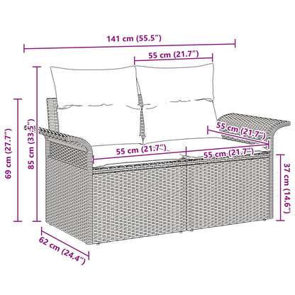 2-Zits Tuinbank Met Kussens Poly Rattan Beige en crème zonder opslag
