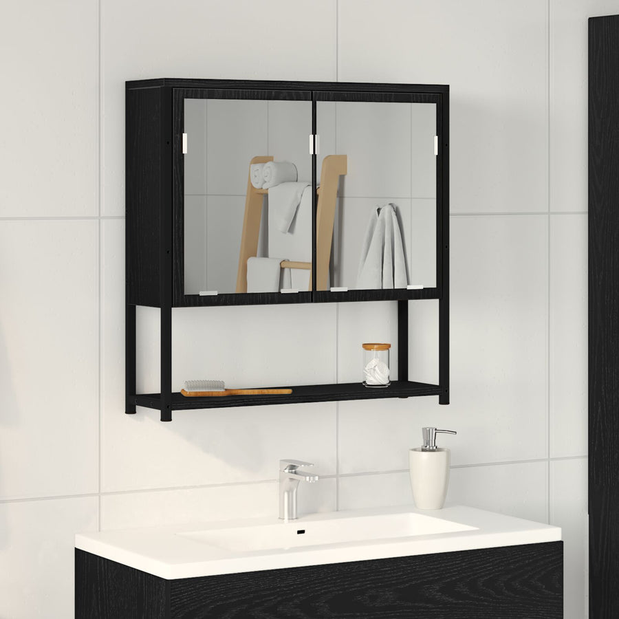 Badkamer Spiegelkast 60X16X60 Cm Geengineerd Hout Zwart eiken